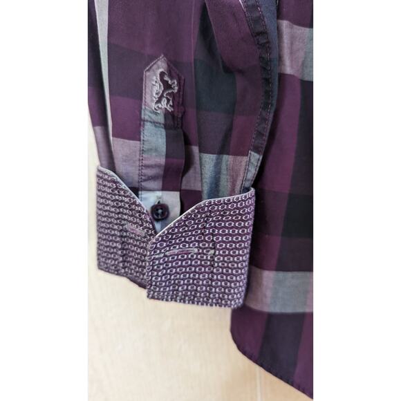 Bugatchi shaped fit men shirt check plaid print button down long sleeve size Med - Picture 3 of 11